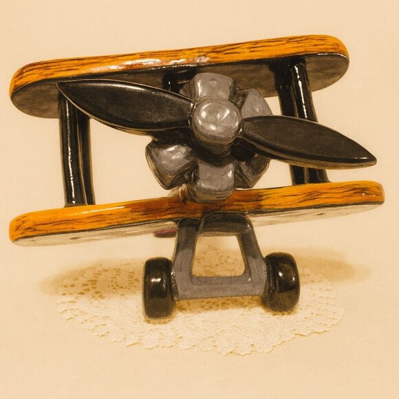 Rare Talavera Pottery Day Of The Dead Airplane Bi Plane Gerardo Garcia - Picture 2 of 9